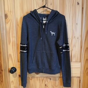 Victoria's Secret PINK Sequin Logo Hoodie Size Medium
